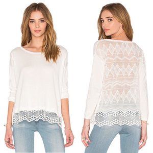 JOIE Jenka white delicate silk cotton  lace knit sweater-